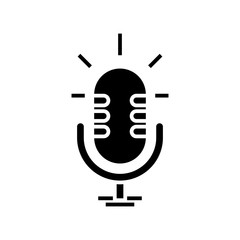 Microphone black icon, concept illustration, vector flat symbol, glyph sign.