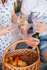 Wine in a glass.Man and woman on a date