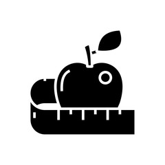 Measurement black icon, concept illustration, vector flat symbol, glyph sign.