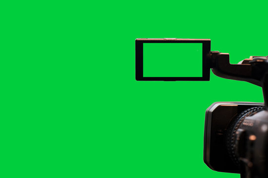 video camera on isolated backgrounds. screen green background