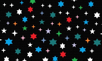 Digitally Created Design With Black Background and Colorful Stars