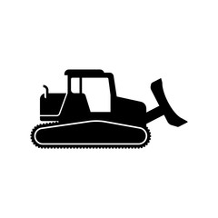 bulldozer vector icon illustration. silhouette of Bulldozer in flat design