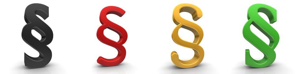 paragraph sign black red gold green 3d symbol article icon 3d rendering