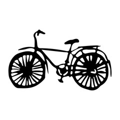Naklejka na ściany i meble Bike icon. Side view. Black silhouette. Vector graphic hand drawing. Isolated object on a white background. Isolate.