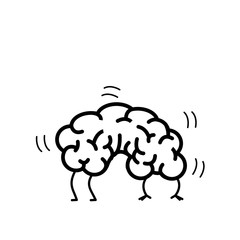 Flexible brain. Vector concept illustration of brain plasticity | flat design linear infographic icon black on white background