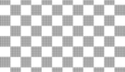 Black and white checkerboard background.