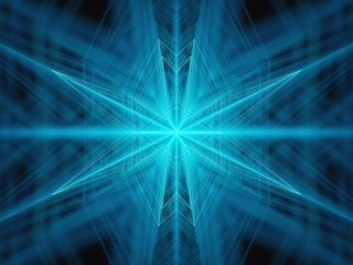 Bright blue star, 3d-rendering. Abstract Background.Stock illustration.