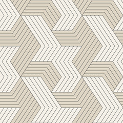 Vector seamless pattern. Seamless pattern with symmetric geometric lines. Repeating geometric tiles.