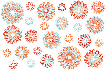 Watercolor abstract flowers on white background