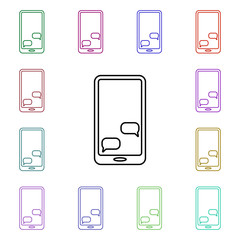 Chat in smart phone multi color style icon. Simple thin line, outline vector of sosial media network icons for ui and ux, website or mobile application