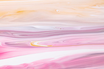 Fluid art texture. Backdrop with abstract swirling paint effect. Liquid acrylic picture with beautiful mixed paints. Can be used for interior poster. Lavender, pink and white overflowing colors