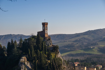 Fototapeta na wymiar the clock tower in Brisighella, Romagna, Italy
