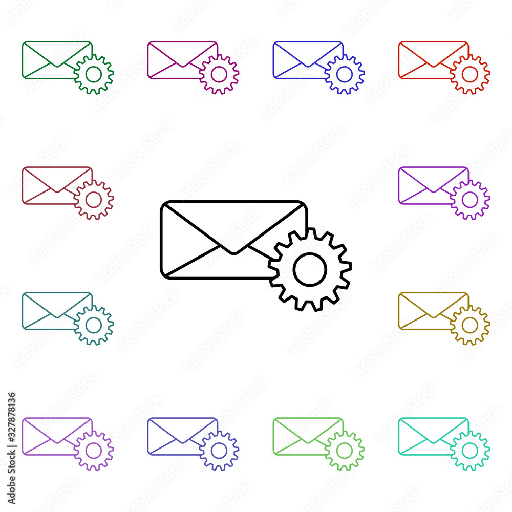 Poster mail setup multi color style icon. simple thin line, outline vector of sosial media network icons fo