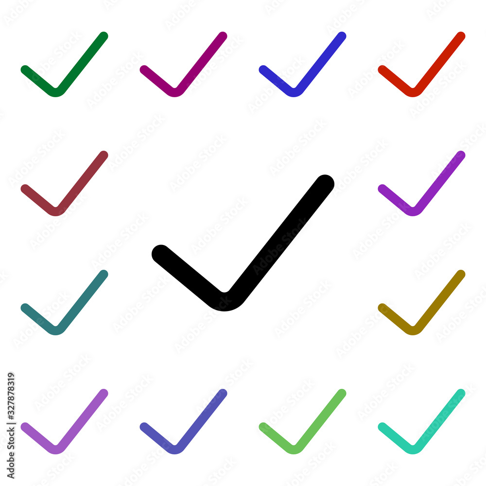 Poster checked mark multi color style icon. simple glyph, flat vector of web icons for ui and ux, website o