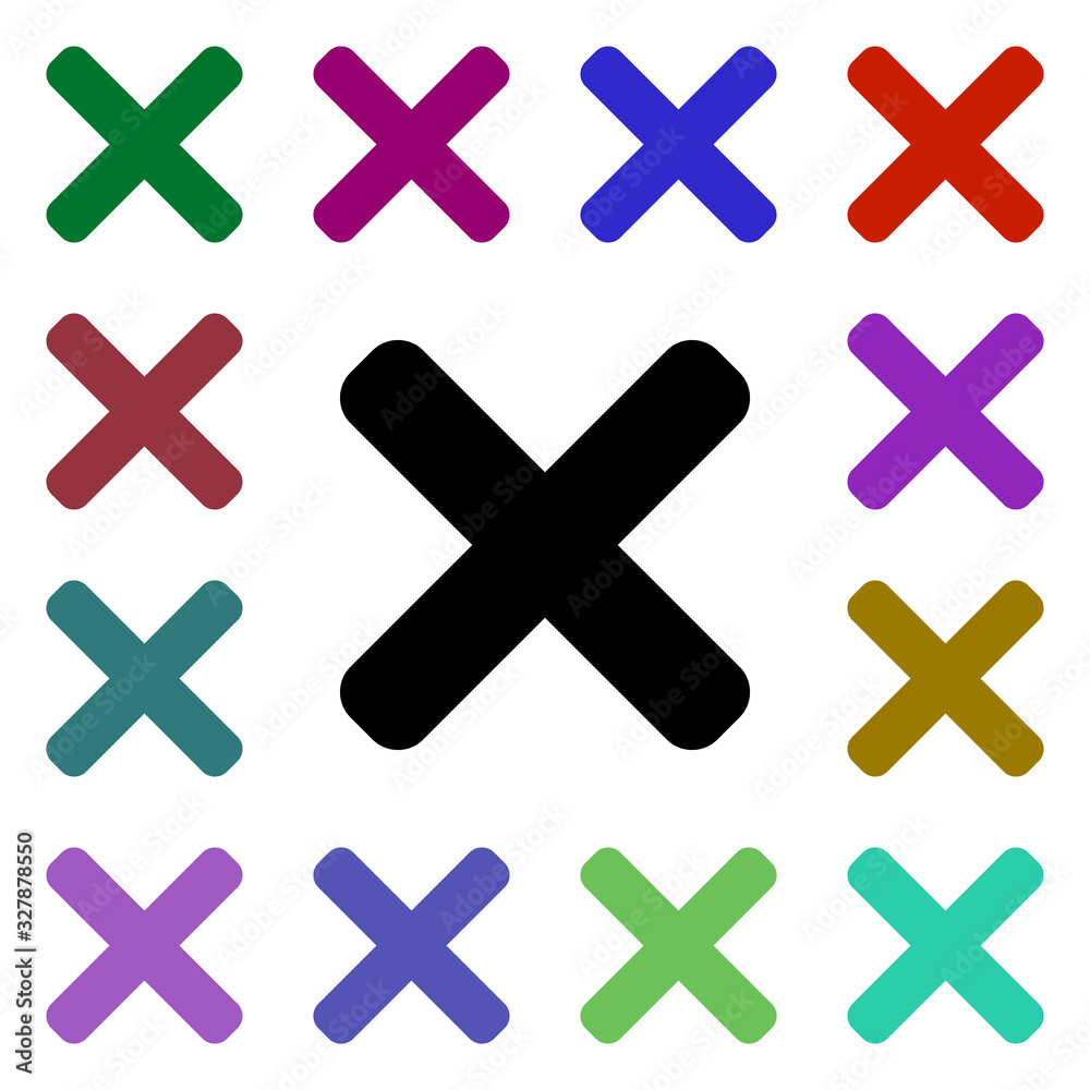 Poster delete cross multi color style icon. simple glyph, flat vector of web icons for ui and ux, website o