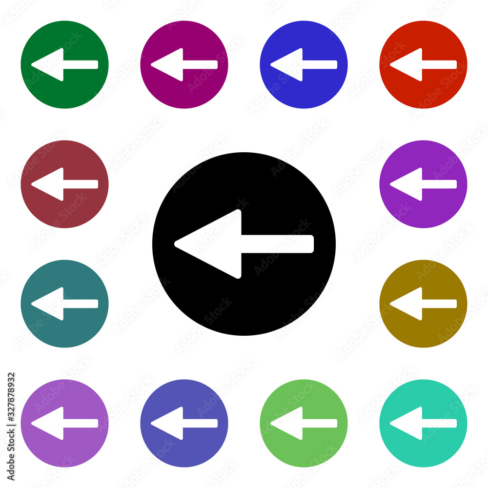 Poster left arrow multi color style icon. simple glyph, flat vector of web icons for ui and ux, website or 