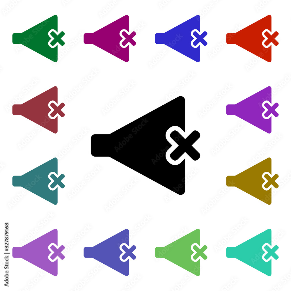 Poster muted speaker multi color style icon. simple glyph, flat vector of web icons for ui and ux, website 