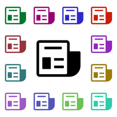 Newspaper multi color style icon. Simple glyph, flat vector of web icons for ui and ux, website or mobile application