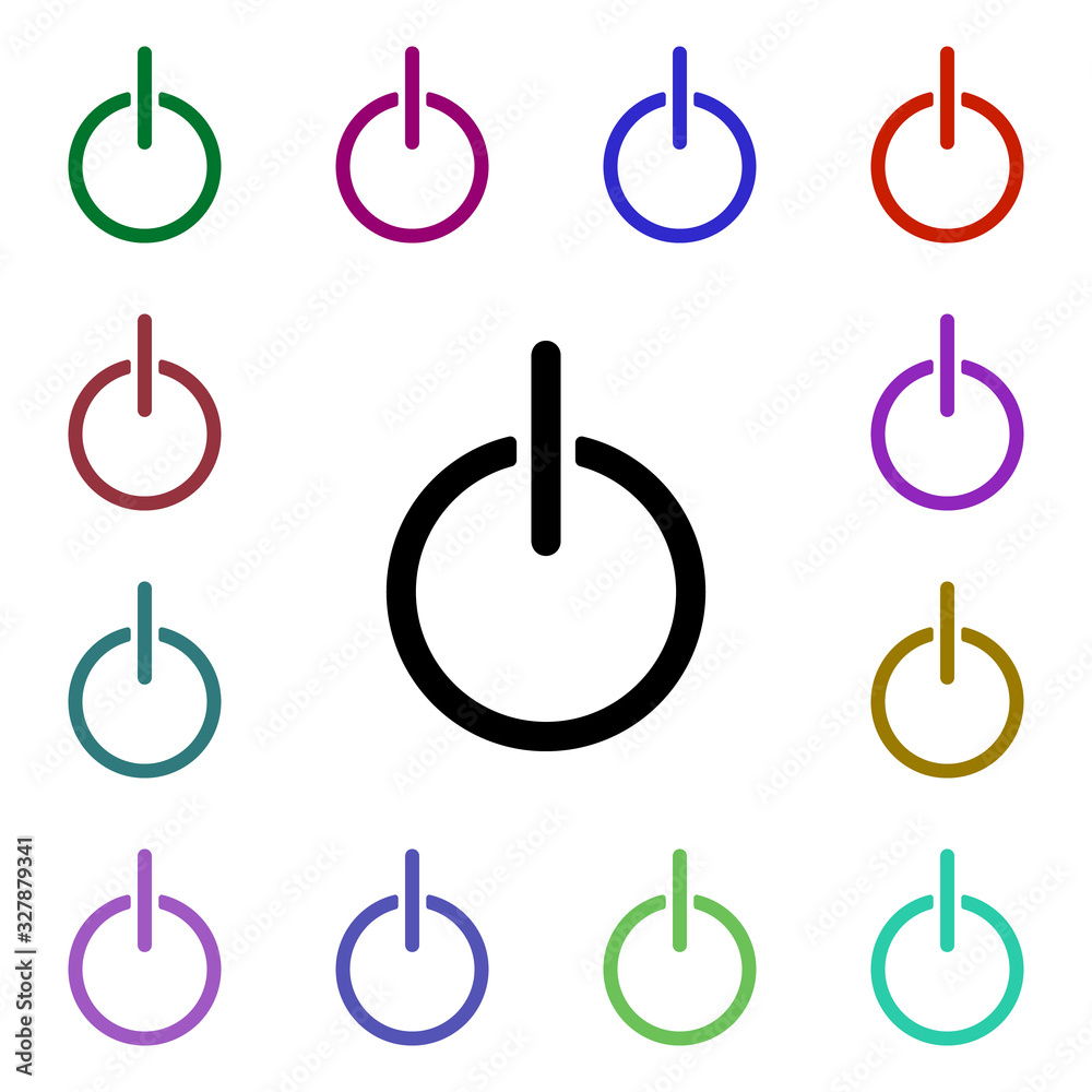 Poster power button multi color style icon. simple glyph, flat vector of web icons for ui and ux, website o