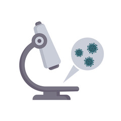microscope viewing blue germs vector illustration. Microscope and zoom view of bacteria. Health medicine biology, vector illustration.