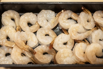 Raw fresh Shrimp on a plate