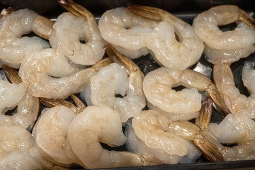 Raw fresh Shrimp on a plate