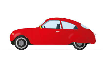 Vector red car in old style. Realistic red car isolated on a white background. Stock illustration.