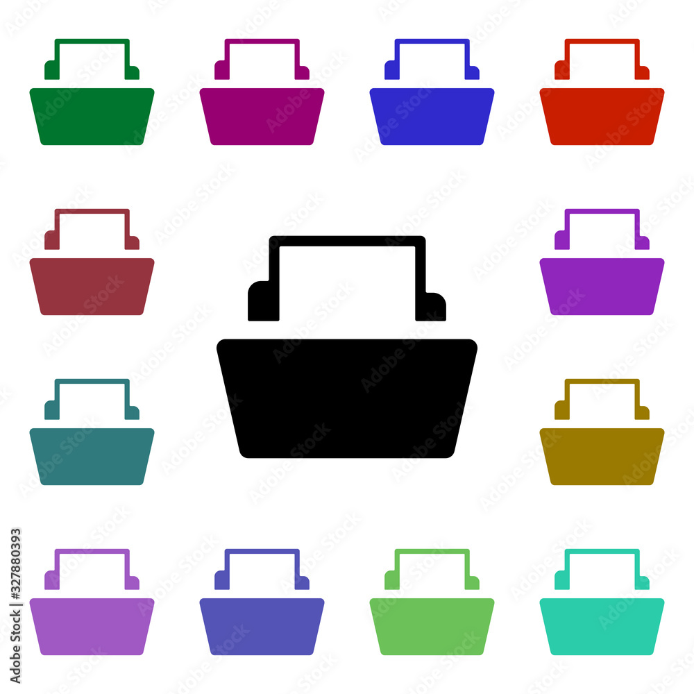 Poster document in folder multi color style icon. simple glyph, flat vector of web icons for ui and ux, web