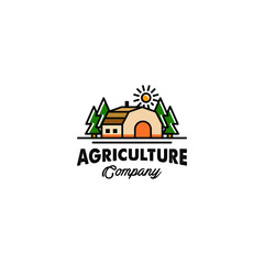 agriculture farm logo badge emblem icon vector with barn illustration isolated on white background