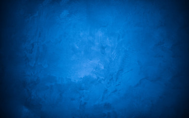 Old wall pattern texture cement blue dark abstract  blue color design are light with black gradient background.
