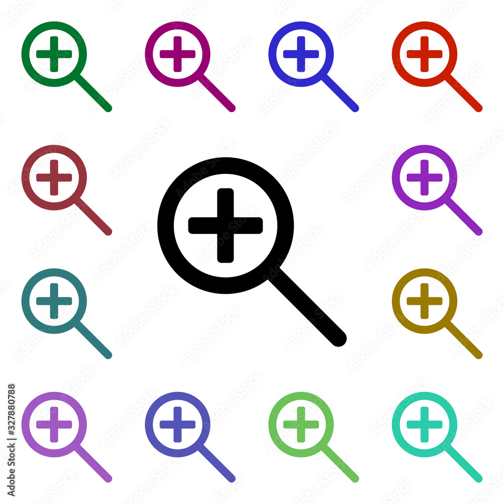 Poster magnifier tool multi color style icon. simple glyph, flat vector of web icons for ui and ux, website