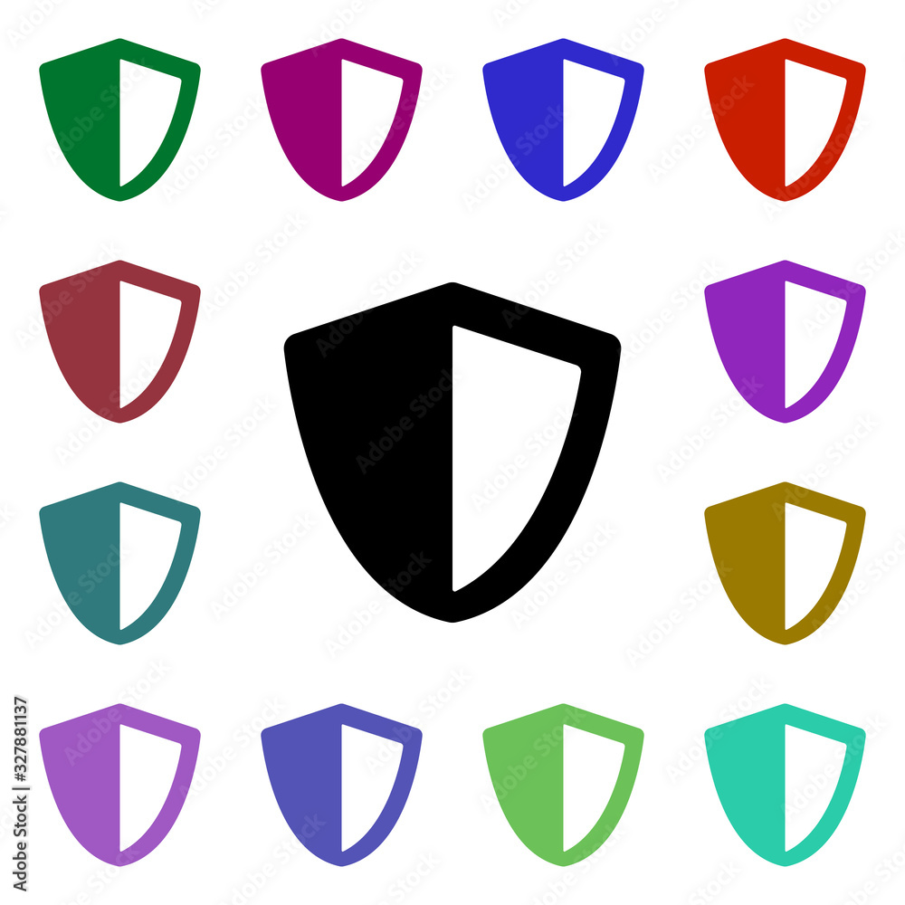 Poster protection shield multi color style icon. simple glyph, flat vector of web icons for ui and ux, webs