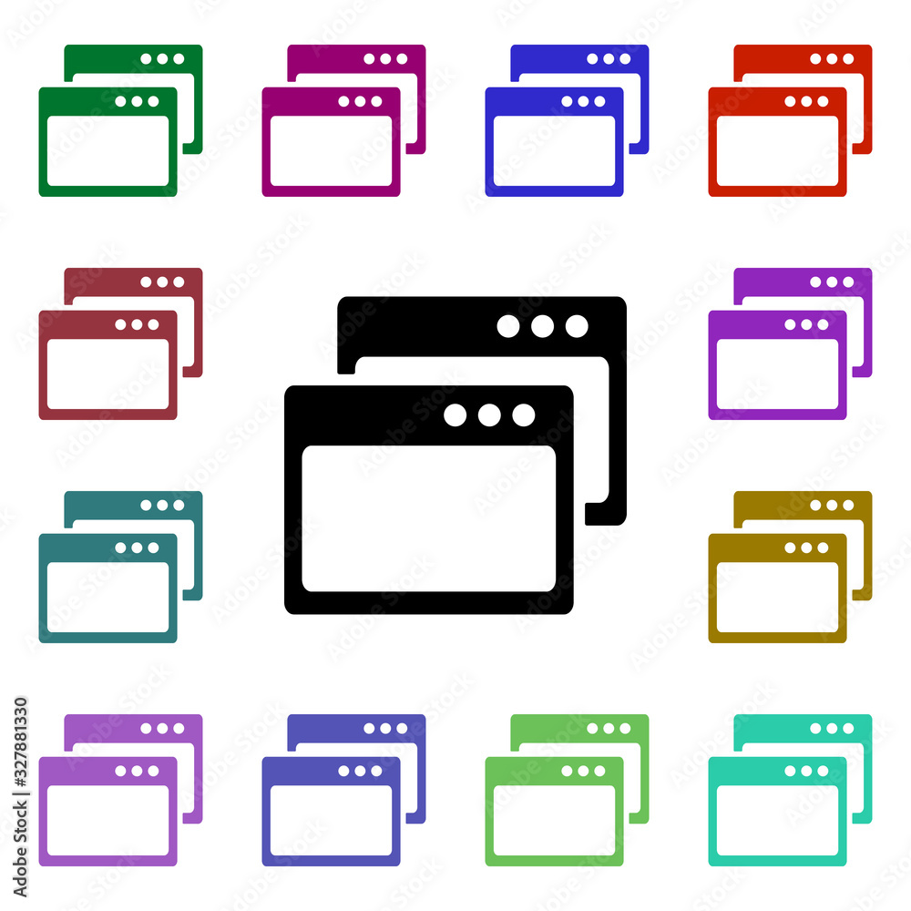 Poster two windows multi color style icon. simple glyph, flat vector of web icons for ui and ux, website or