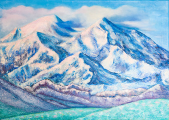 Mount mack kinley. with oil paints on canvas.