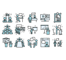 Business presentation line icons. 