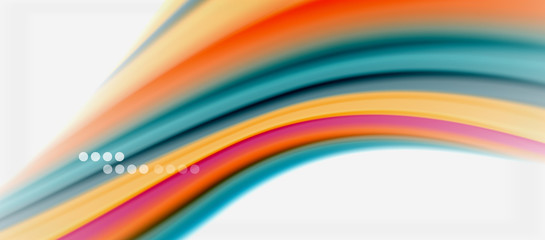 Wave lines abstract background, smooth silk design with rainbow style colors. Liquid fluid color waves. Vector Illustration