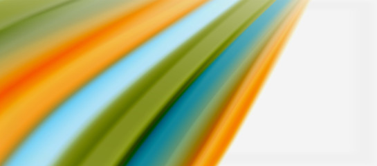 Wave lines abstract background, smooth silk design with rainbow style colors. Liquid fluid color waves. Vector Illustration