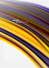 Wave lines abstract background, smooth silk design with rainbow style colors. Liquid fluid color waves. Vector Illustration