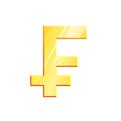 CHF Golden frank symbol on white background. French Finance investment concept. Exchange France currency Money banking illustration. Business income earnings. Financial sign stock vector