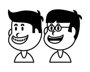 boys smiling on white background
