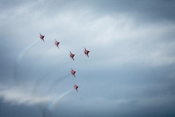 Patroi Suisse in formation at an airshow