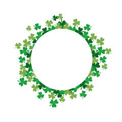 circle made of green small shamrocks leaf vector illustration best for saint Patrick day