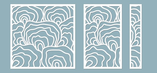 Set, panel for registration of the decorative surfaces. Abstract lines panels. Vector illustration of a laser cutting. Plotter cutting and screen printing.... - obrazy, fototapety, plakaty