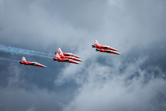 Patroi Suisse in formation at an airshow