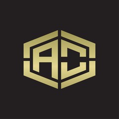 Obraz premium AO Logo monogram with hexagon shape and piece line rounded design tamplate on gold colors