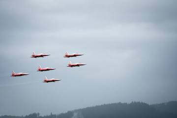 Patroi Suisse in formation at an airshow