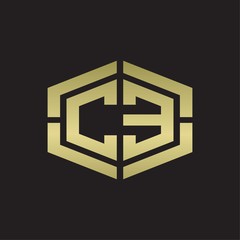 Obraz premium CE Logo monogram with hexagon shape and piece line rounded design tamplate on gold colors