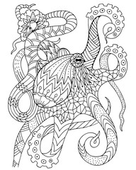 Vector illustration of antistress Zen art coloring octopus
