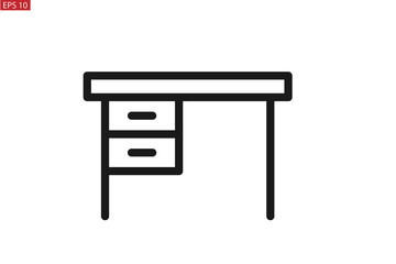 Modern table or working desk line icon vector, office desk icon 