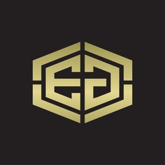 EG Logo monogram with hexagon shape and piece line rounded design tamplate on gold colors